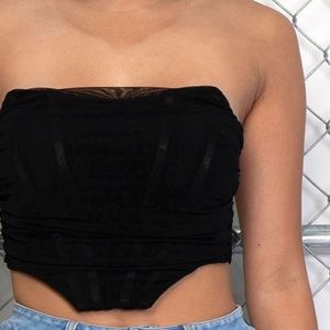 Sexy Sweetheart Mesh Bustier Crop Top - Black